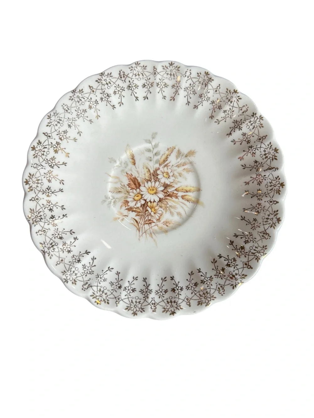 American Limoges vintage teacup and saucer with Pink Rose artificial flowers.
